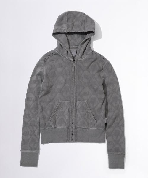 Jacquard Hoodie Zip-Up Charcoal