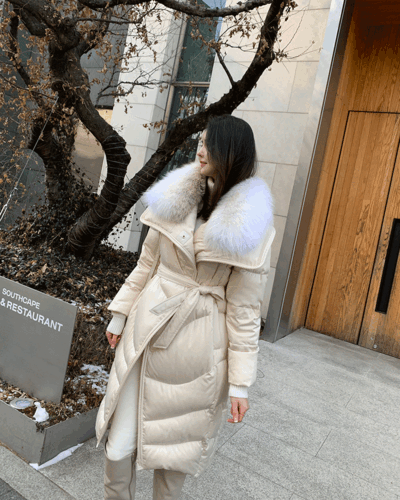 로렌 폭스 카라 구스 패딩