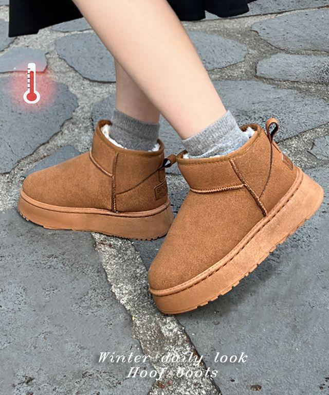 [당일출고/4.5cm]폭신플랫폼 통굽키높이 밍크털 스웨이드 어그 미들부츠신발 [가을겨울퍼 미들 숏롱 발목레이스업 앵클부츠 키작녀 크리스마스 일본 연말파티룩 떡볶이코트 스커트 y2k