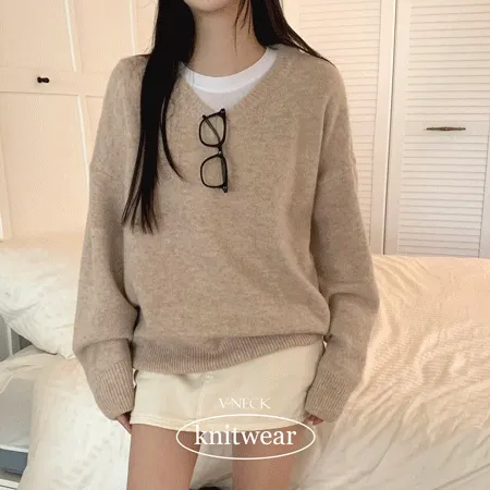 [당일출고!핏,만족도보장!🤎]폭닥 따뜻 루즈핏 브이넥 긴팔 니트 7color