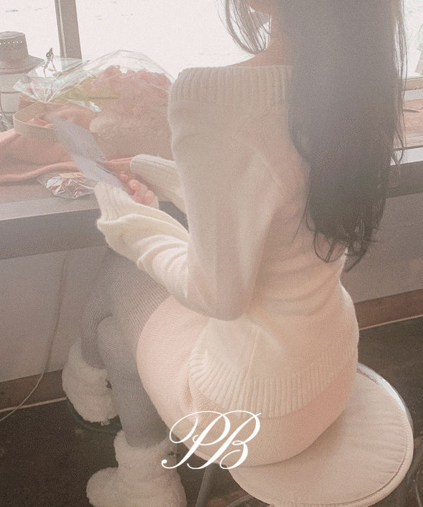 퍼빗 [여리핏🩰/모델소장] 라우브 오프숄더 여리실루엣 브이넥 니트 - 2color