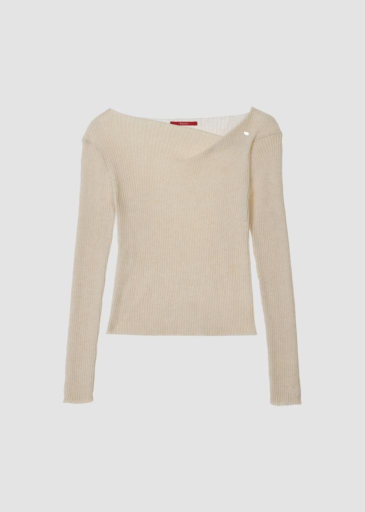 헤인트 [12/15 예약배송]FOLDED BOAT NECK KNIT_CREAM