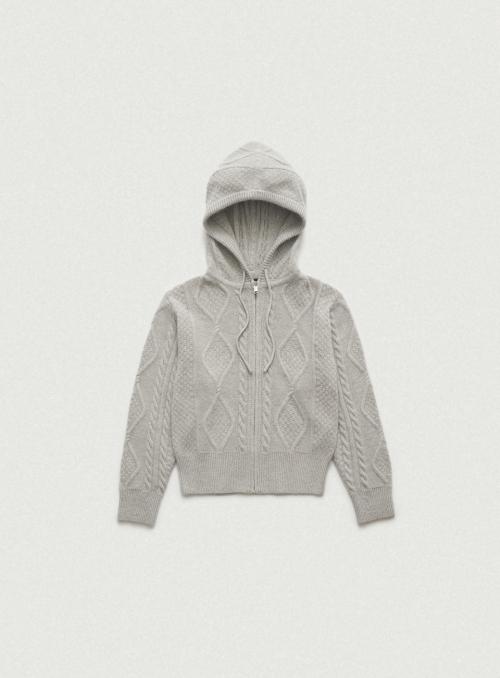 Boen Cable Knit Zip-Up Hoodie_Grey