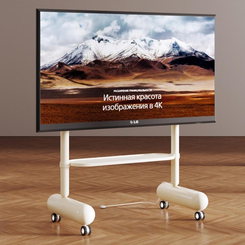 윌비 모던 크림 블랙 볼드 이동식 티비 스탠드 거치대 50-88inch