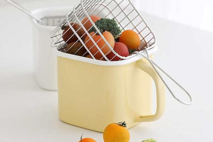 직화 인덕션이 가능한 법랑 핸들 저장용기 (실리콘 뚜껑포함) 2colors 캠핑 라면 냄비