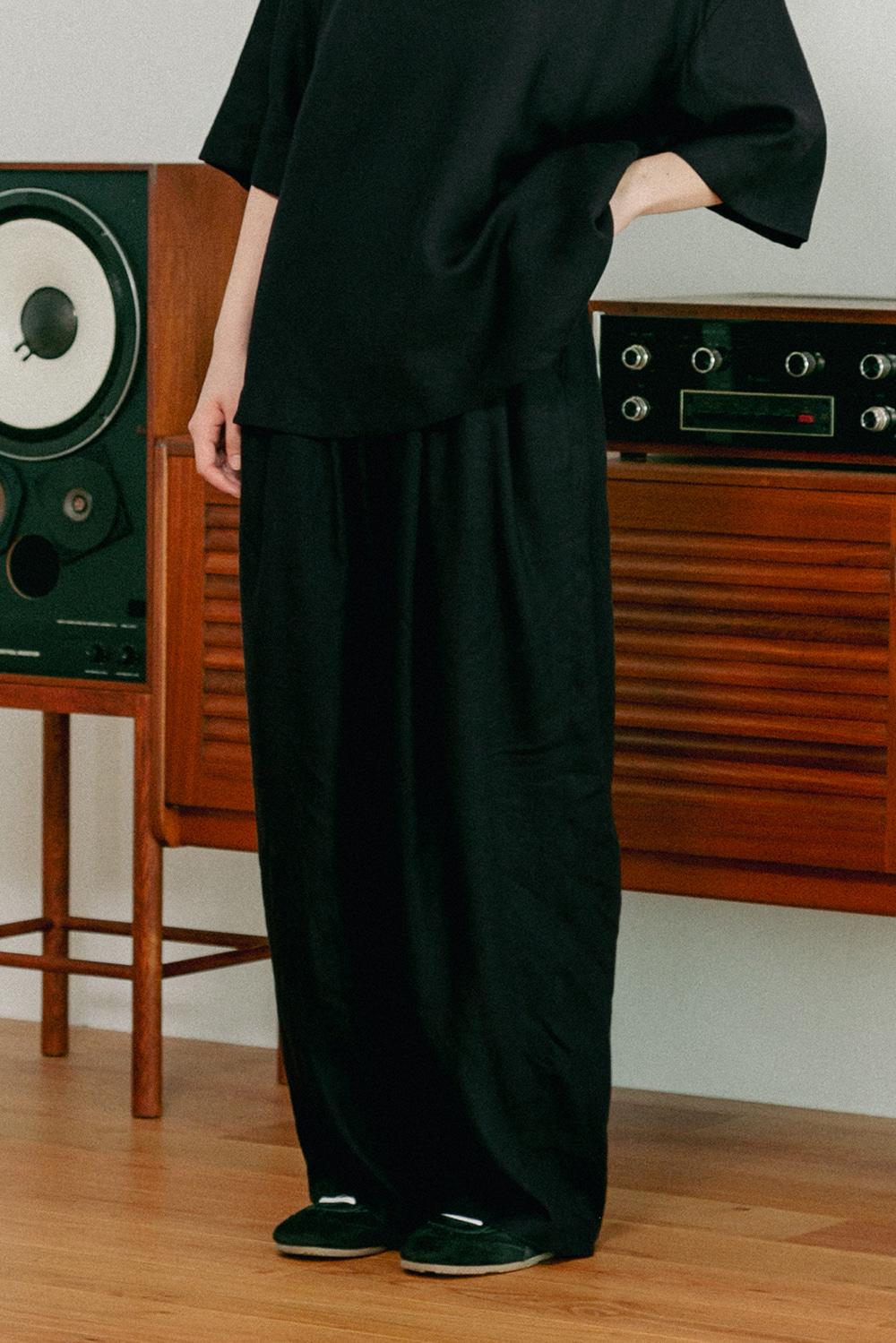 unisex natural wide pants black [3color]