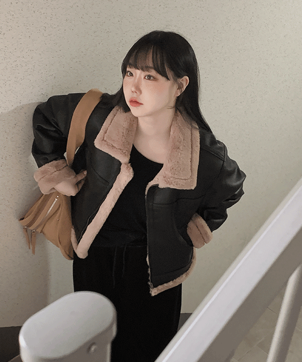 #11552, [모델소장] 루즈핏 데일리 카라 집업 퍼 무스탕 : 브라운,블랙 2color