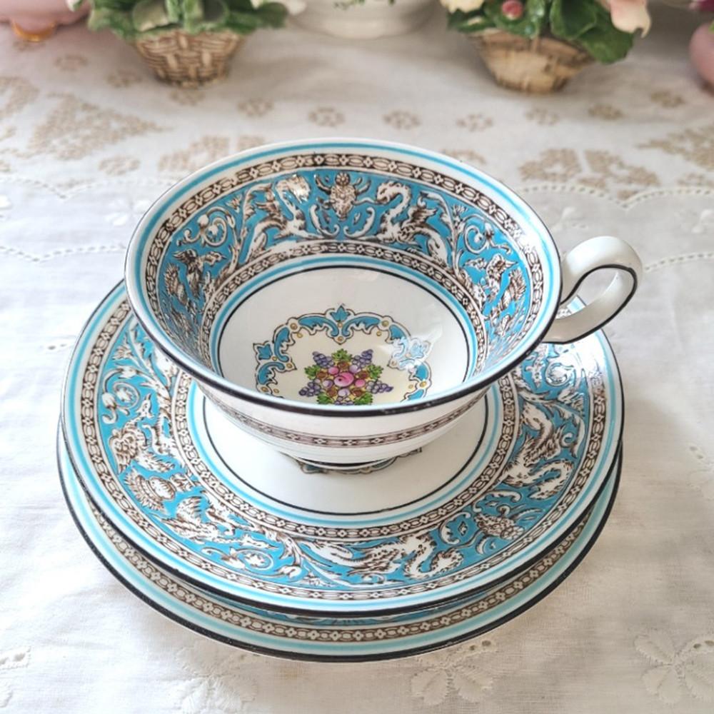 웨지우드 플로렌틴 터콰즈 트리오 / 영국산 / 빈티지찻잔