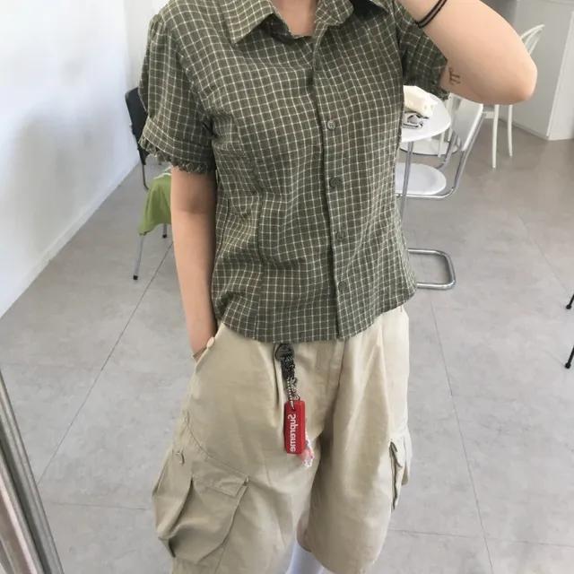 (3 color) 제이스 루나 체크 반팔셔츠