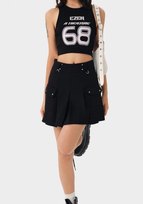 블랙 플리츠 미니스커트(WOMEN)