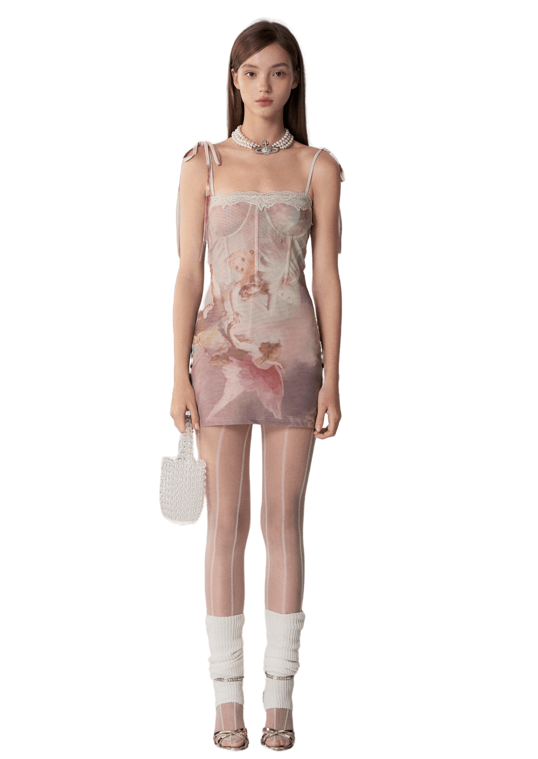 LLDC Lace Printed Bustier Slip Dress