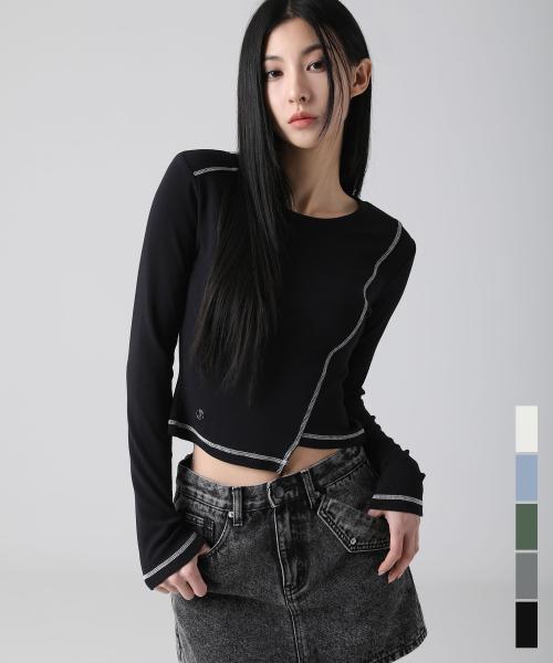 Ssance Unbalanced Line Stitch Long Sleeve - 5COL