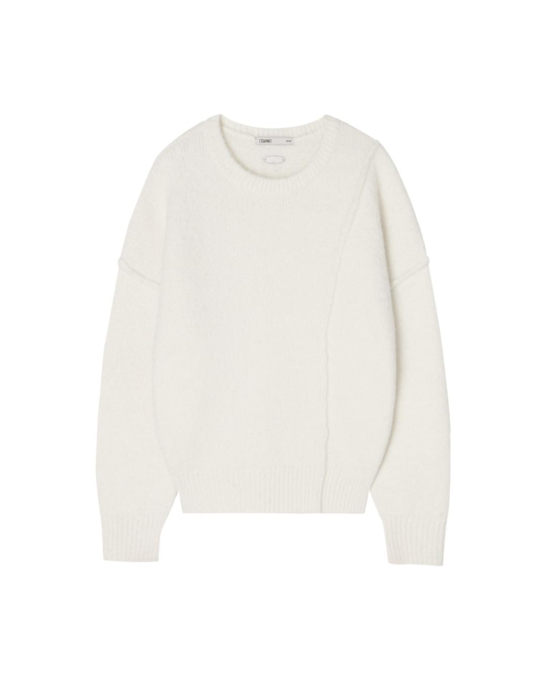LOOSE  ROUND-NECK WOOL KNIT_IVORY