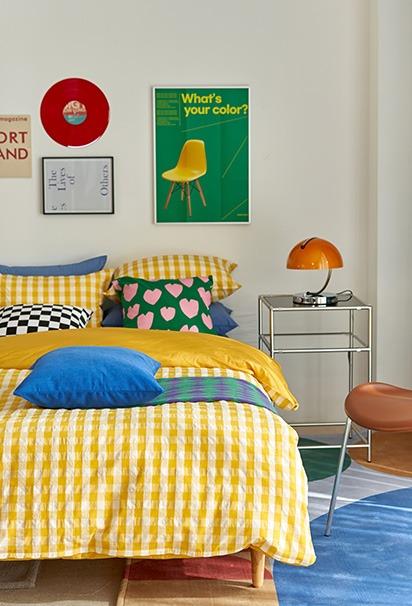 미드센츄리 슈슈체크 이불[옐로우]