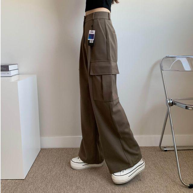 ~2XL [겨울버전/하비추천] 도톰 카고 하이웨스트 뒷밴딩 롱 와이드 슬랙스 조거 투웨이 키작녀 키큰녀 기장선택 빅사이즈 _미우블랑