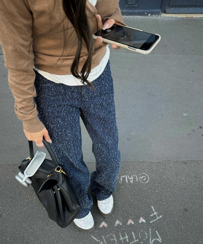 트위드 스트레이트 데님팬츠