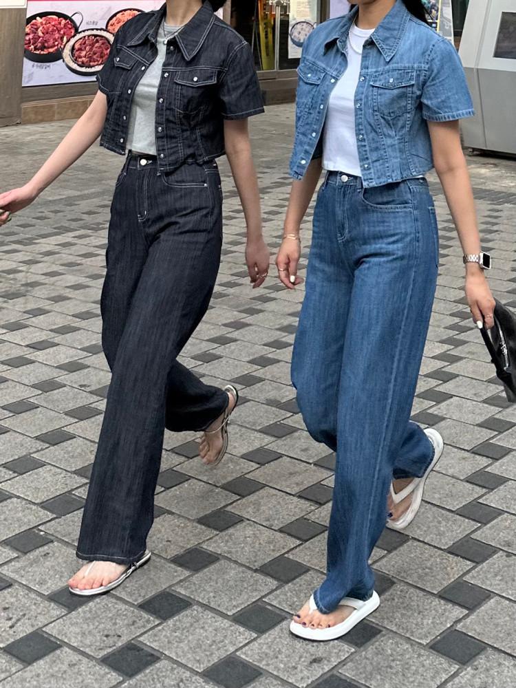 [세트가능] 로픈 데님 와이드 팬츠