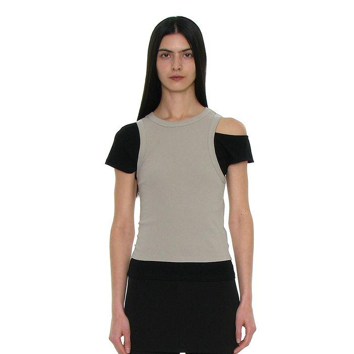 PWC (SET) UNBALANCE DOUBLE LAYERED TOP_BLACK