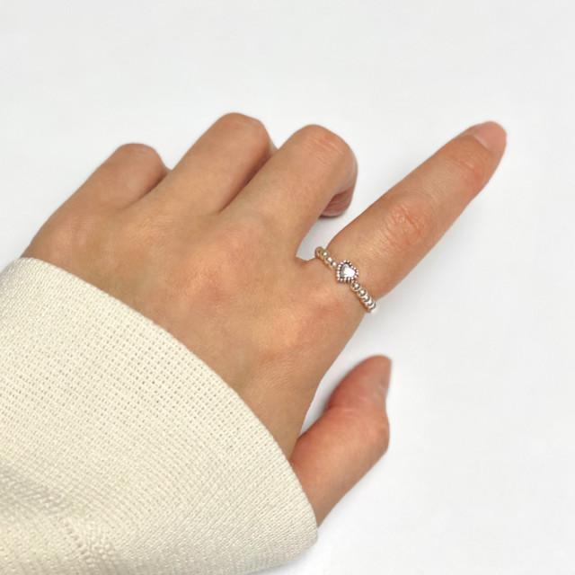 러브무이 소아암 백혈병 국내 아동후원 은 비즈 기부반지 - 하트 펜던트