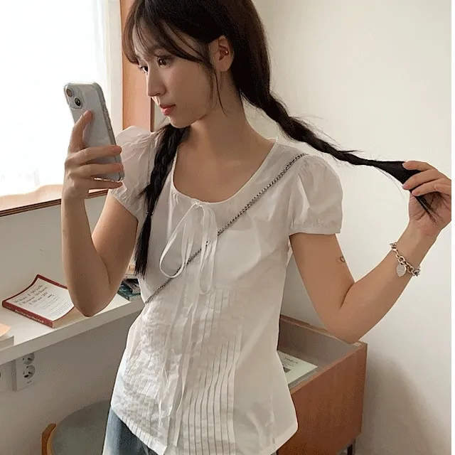 보니 캡리본 블라우스(2color)