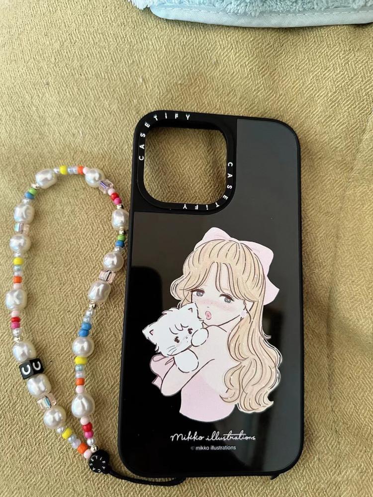 아이폰 케이스티파이 케이스 고양이 casetify 소녀 휴대 전화 거울 mikko 케이스는 같은 스타일의 iPhone14Pro Apple 13 자기 흡입망 레드 블랙 보우 14p