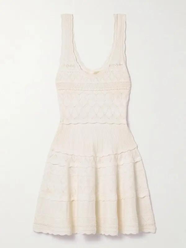 Ronelle Pointelle-knit Mini Dress