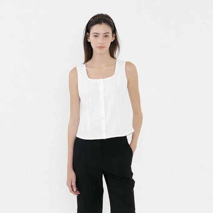 Jane Sleeveless Blouse (White)