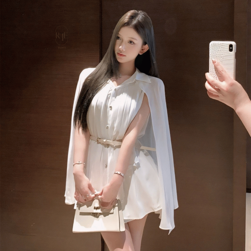 케이프 쉬폰 투피스set