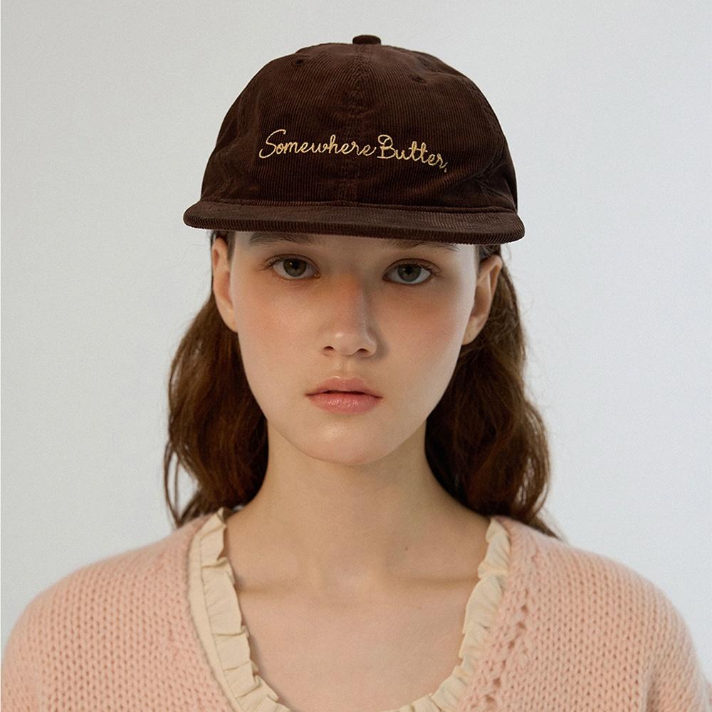 Vintage Corduroy Letter Ball Cap - 3Color