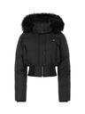 Soft Fur Hooded Puffer Jacket In Black