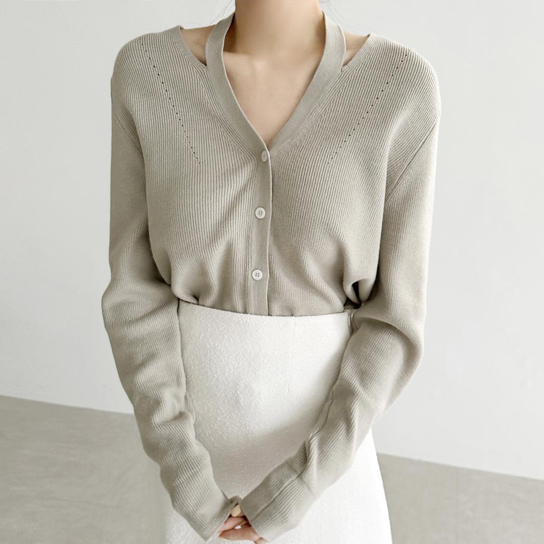 오픈 트임 V 가디건