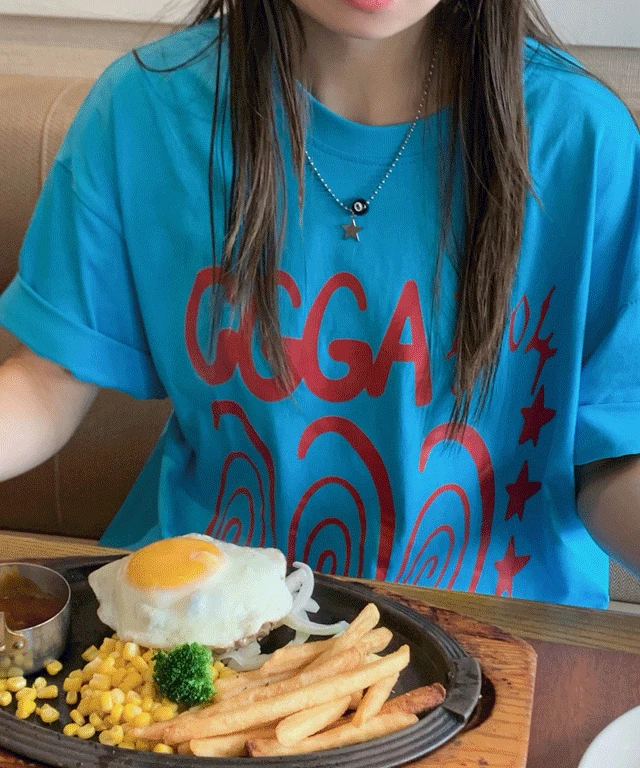 🚀오늘출발 [루즈핏💙/유니크] 리스타 레터링 루즈핏 반팔 티셔츠