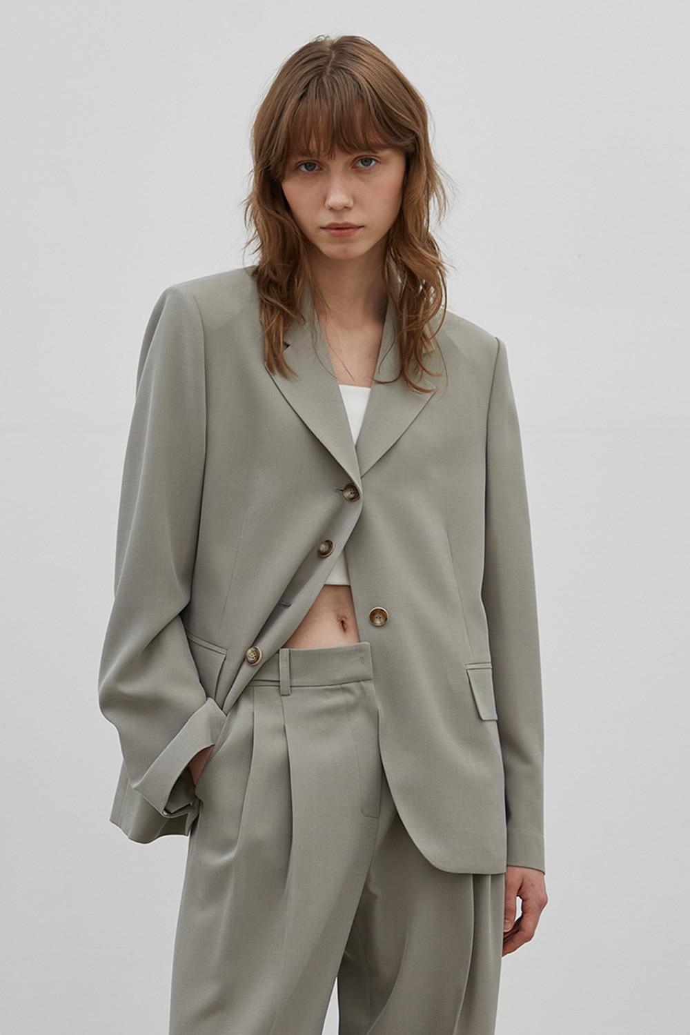 FOUR BUTTON JACKET - Khaki beige
