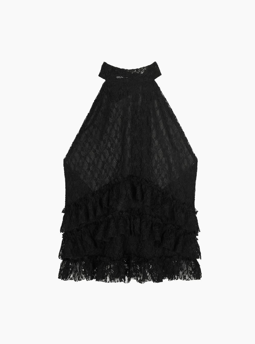 HALTER LACE BLOUSE (BLACK)
