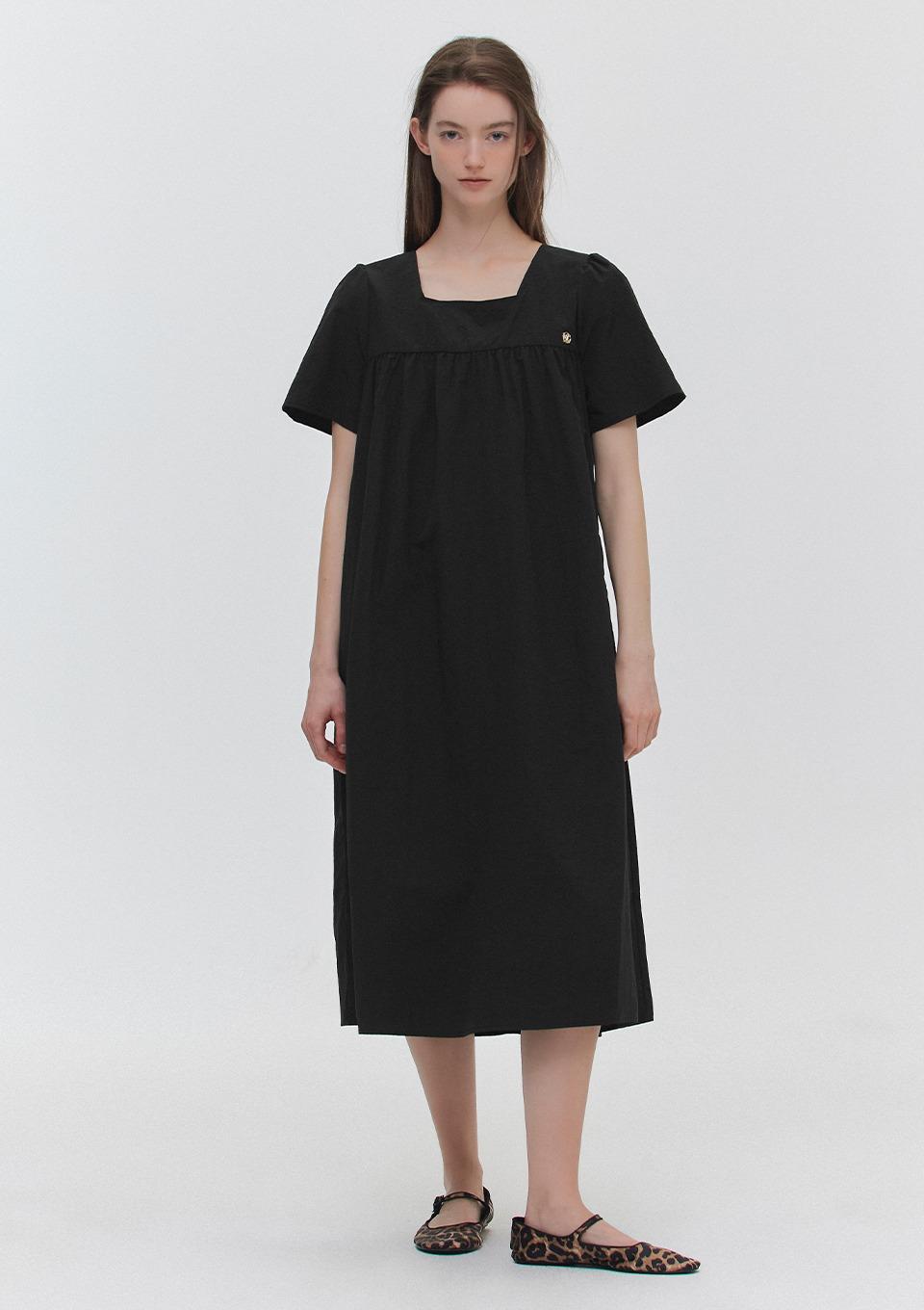 바스락 백리본 반팔 원피스(MAGBOP09MBK)