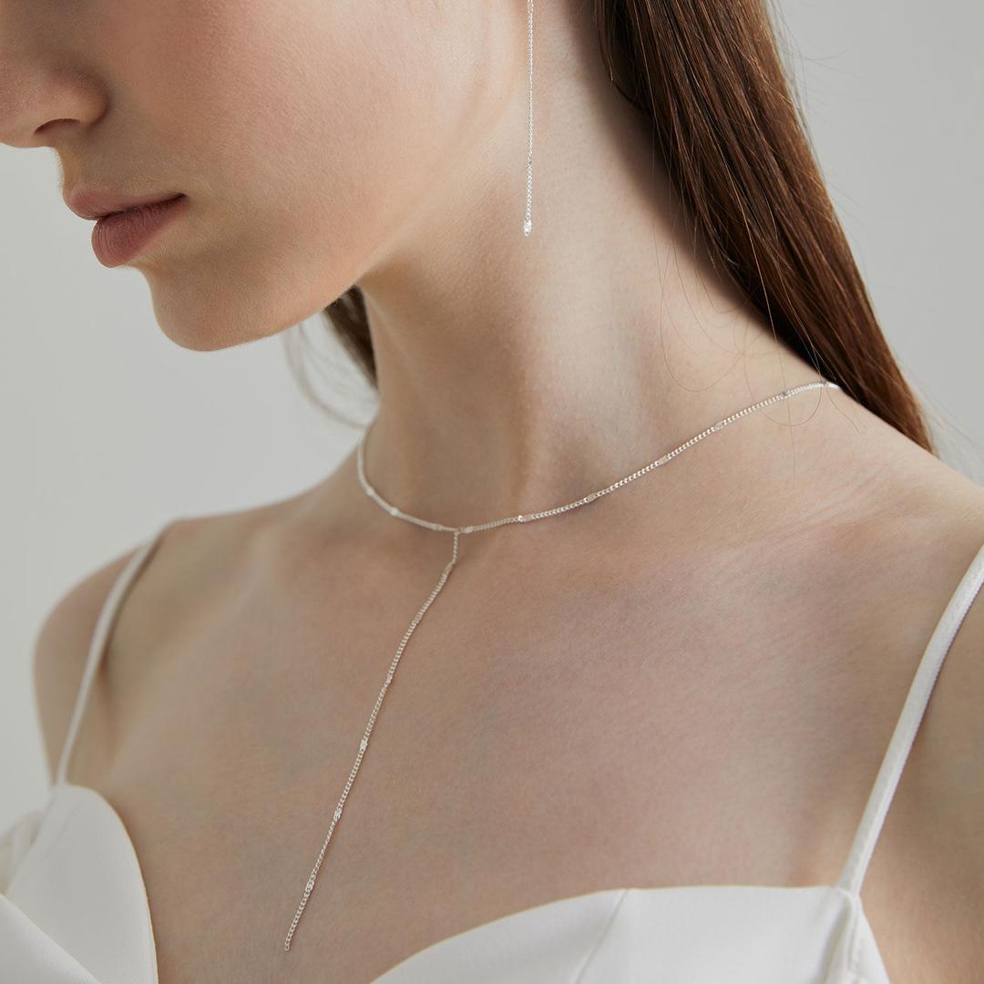 925 실버 이태리플랫체인 Y목걸이