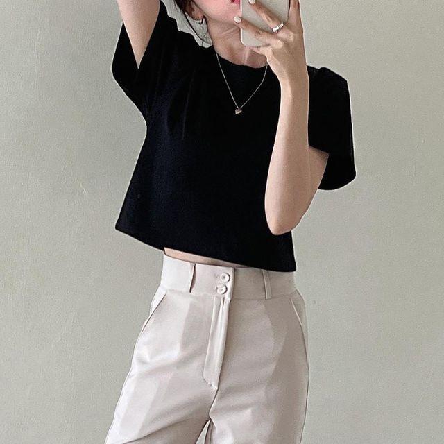 (팔뚝여리/5color) 데일리추천! 얇은 여유핏 크롭 반소매 티셔츠/여름 반팔티 [TBS-1174]