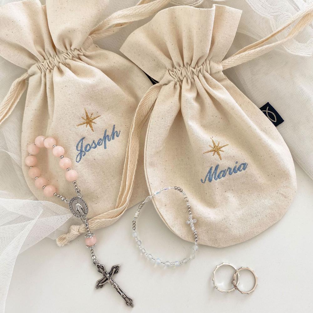 익투스 세례명 묵주파우치 (세례명 자수)