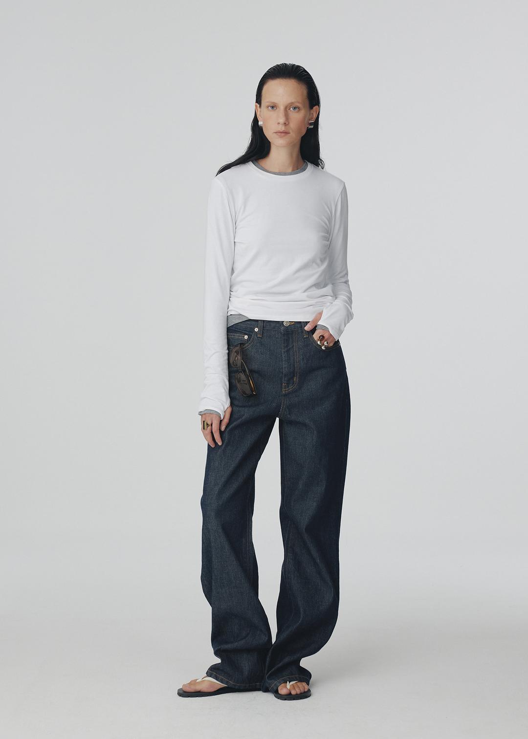 Greige Wide Denim, Blue