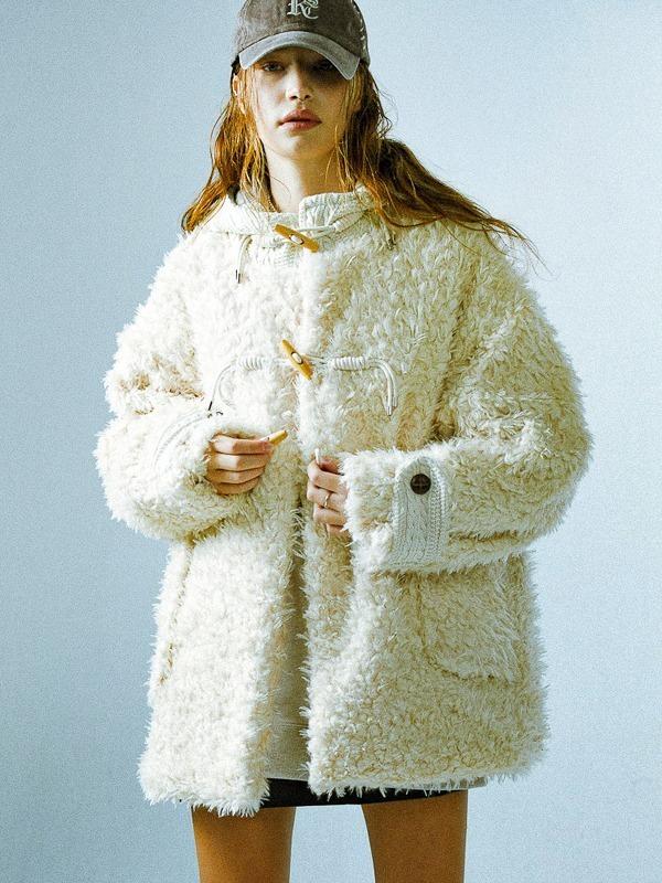 FUR KNIT DUFFLE COAT - IV
