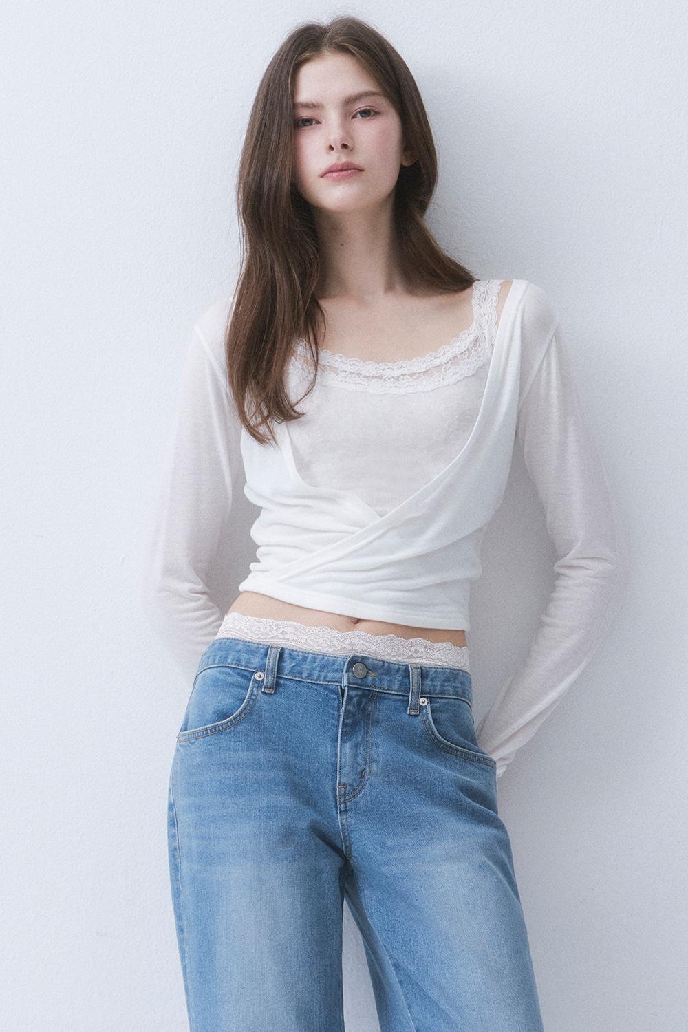 AIRY 3 LAYER LACE WRAP TOP_TT6S206IV