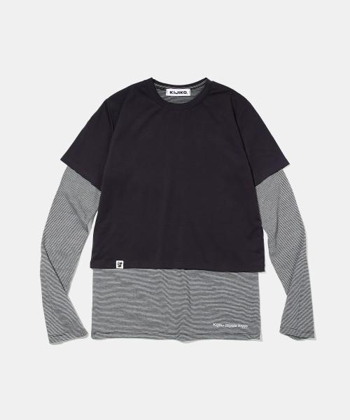 Striped layered set Tee DarkGray