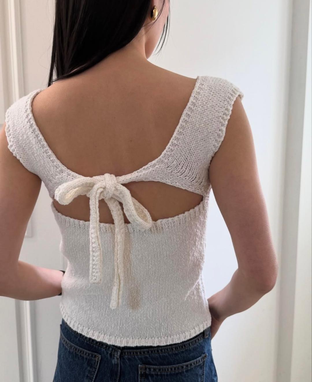 Back ribbon cotton knit-4color