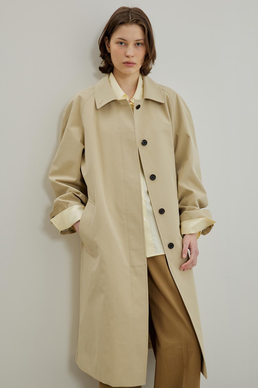 Cotton Blended Car Coat, Beige