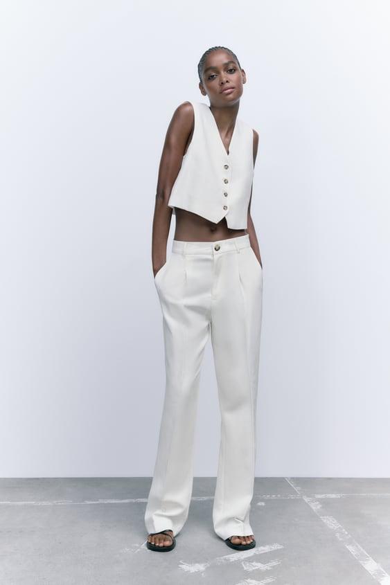 린넨 크롭 베스트