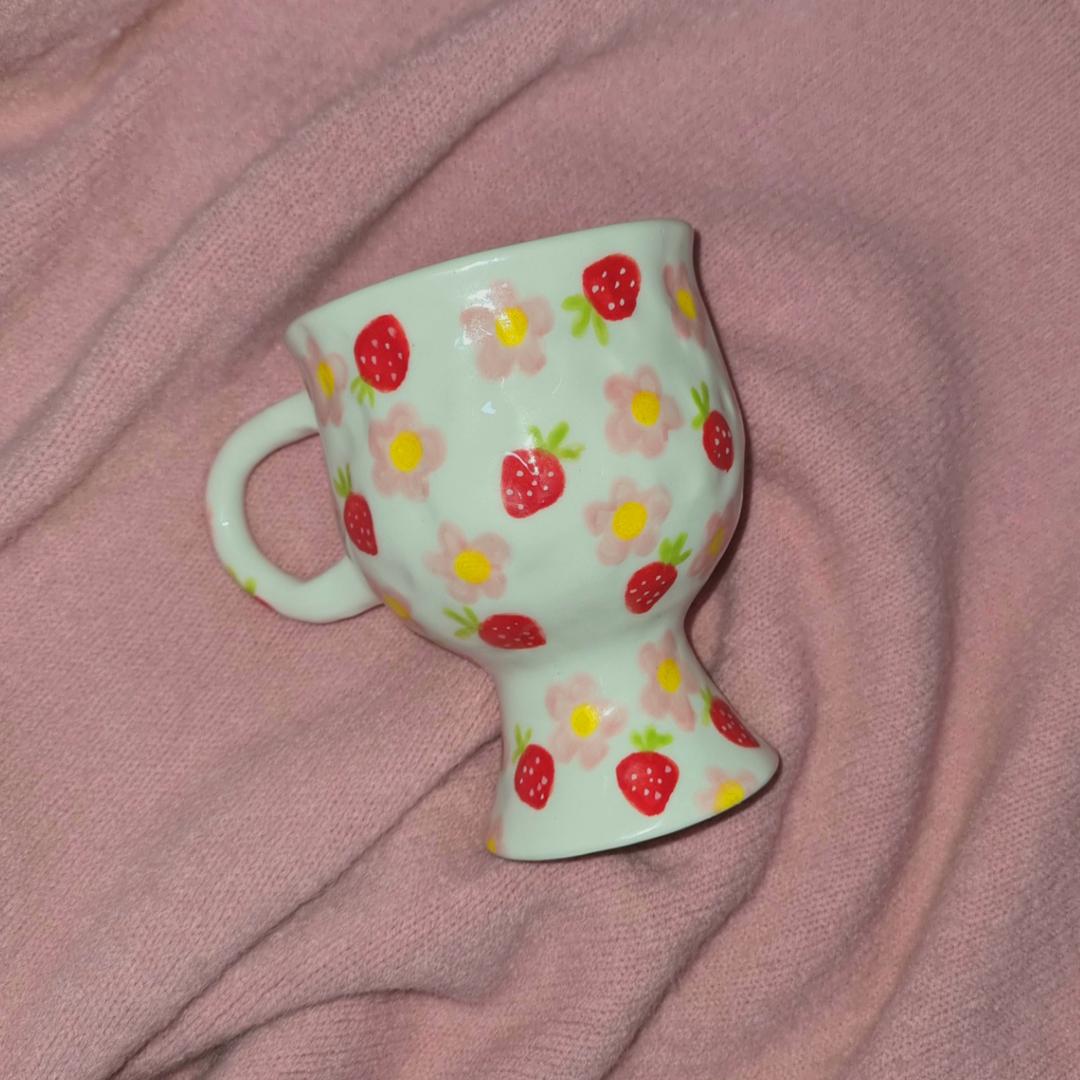 딸기 플라워 고블렛잔