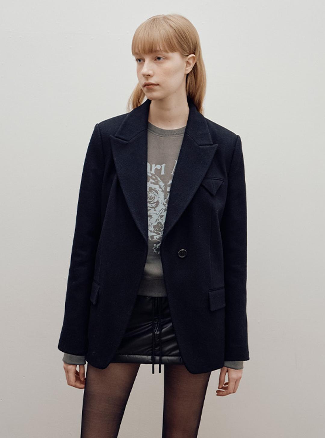 Over-fit Wool Blazer in Black VW4WJ054-10