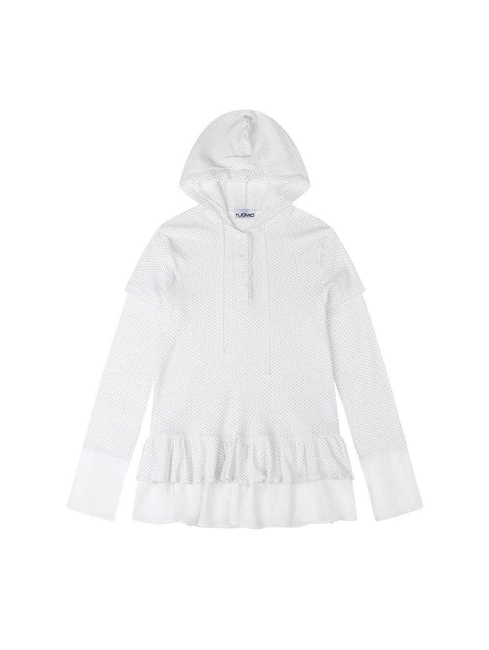 FRILL CHIFFON HOODIE [WHITE]