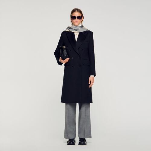 Long coat with satin lapels | Sandro RE