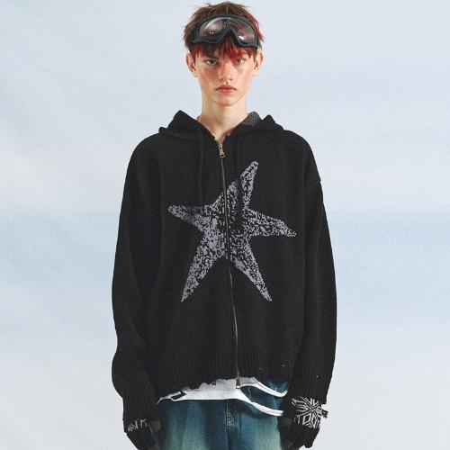 [11/03 예약배송] Starfish Hood Zip-Up Sweater(BLACK)